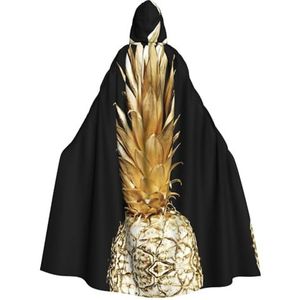 WURTON Gouden Ananas Print Volwassen Hooded Mantel Unisex Hood Halloween Kerst Cape Cosplay Kostuum Voor Vrouwen Mannen