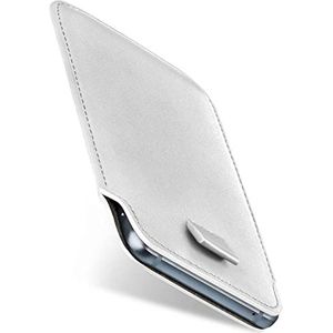 moex Slide Case voor Fairphone 3/3 Plus hoes om in te steken, ultradun, holster telefoonhoesje van veganistisch leer, premium telefoonhoes 360 graden volledige bescherming met uittrekbaar - wit