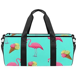 Zeeschildpadden, blauwe reistas, sporttas met rugzak, draagtas voor mannen en vrouwen, Zomer Flamingo, 45 x 23 x 23 cm / 17.7 x 9 x 9 inch