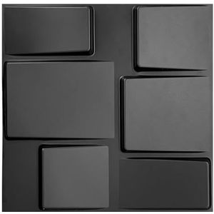 3D-panelen, pvc-kunststof panelen, wandpanelen, gaming, kamer, plafond, 3D-look, tetris, pvc, 3D-platen, 20 stuks, D98, zwart