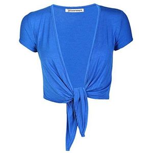 Hamishkane Nieuwe dames korte petten mouw effen stropdas voorzijde bolero schouders bijgesneden vest top, Royal Blauw, 38/40