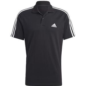 adidas Heren Essentials Piqué Embroidered Small Logo 3-Stripes Polo Shirt, Black/White, XL