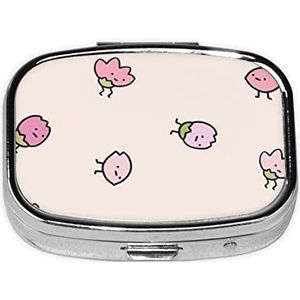 Mooie Bloem Patronen Gedrukt Pil Doos 2 Compartiment Geneeskunde Pil Organizer Draagbare Kleine Pil Case voor Pocket Of Portemonnee Pil Doos