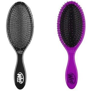 Wetbrush Original Detangler with Ultra Sift Intelliflex Bristles to Gently Separate Knots With Ease, Does Not Rip Hair, For All Hair Types, Black & Purple BUNDLE