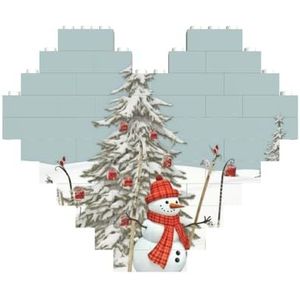 Skiën Kerstboom Gedrukt Bouwstenen Blok Puzzel Hartvormige Foto DIY Bouwsteen Puzzel Gepersonaliseerde Liefde Baksteen Puzzels voor hem, voor haar, voor geliefden