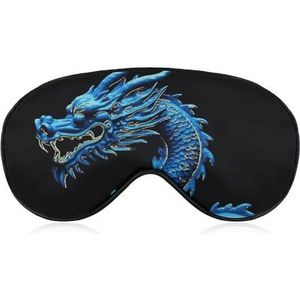 Blauw Chinees Draak Verduisterend Slaapoogmasker, Geventileerde Stof, Verstelbare Draagstijl, Nul Druk Slaapmasker Zachte Huidvriendelijke Oogschaduw voor Vrouwen Mannen