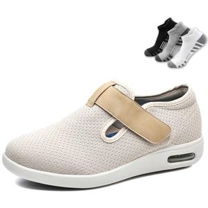 Diabetische Damesschoenen,Extra Brede Sportschoenen Voor Oudere Mensen Met Gezwollen Voeten(Beige,47EU)