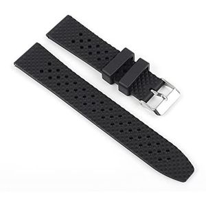 LUGEMA Nieuwe Fluor Rubber Watch Strap Drie Dimensionale Honingraat Design Quick Release Horlogeband Horloge Accessoires Compatibel met 18mm 20mm 22mm(Black silver buckle,18mm)