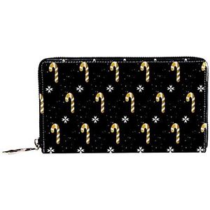 Vrouwen Zip Rond Portemonnee en Telefoon Clutch, Gouden Candy Riet Patroon, Reizen Portemonnee Lederen Clutch Bag Kaarthouder Organizer Polsjes Portefeuilles, Meerkleurig, 8.07x1x4.53 in