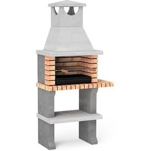 Movelar Luna Plus XL kant-en-klare barbecue voor brandhout en kolen, model Luna Plus XL, grijs, oranje, 95 x 47 x 190 cm, Ref: 3541/1 – gebruik buitenshuis