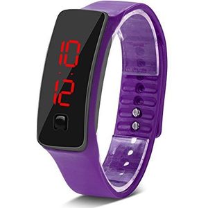 LED-polshorloge, 12-uurs LED digitaal horloge rechthoek 8,9 x 0,6 inch verstelbaar voor sport voor studenten voor nachtelijk hardlopen(purple)