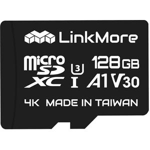 LinkMore 128 GB XV13 (Agon) Micro SDXC-kaart, A1, UHS-I, U3, V30, Class 10 compatibel, leessnelheid tot 100 MB/s, schrijfsnelheid tot 40 MB/s, SD-adapter inbegrepen