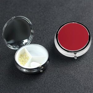 Pillendoosje met spiegel kleine pillenorganizer 3 compartimenten amarant rood ruw reizen pillendoosje voor portemonnee of zak draagbare pillencontainer schattige medicijnorganizer