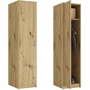 Home Collective Moderne kledingkast met 1 deur | kast met kledingstang en plank | ruimtebesparende hoge kast voor slaapkamer, hal, kinderkamer | 42x55x180 cm (BxDxH) | Artisan