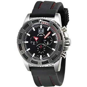 Zeno-Watch herenhorloge - PD-look chronograaf Q Big Date Black+Red - 6478-5040Q-a1-7