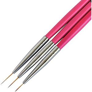 Winstonia Super Fine Nail Art Brush Set voor Dunne Lijnen, Kleine Details, Fijne Tekening, Delicate Kleuring. 3 stuks Borstels Kit - BERRY WINE