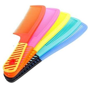 DieffematicSZ kam Plastic brede-tanden douche haar kam borstel handvat nat kapsel kappers kleurrijke haar stijl gereedschap gloednieuw duurzaam (Color : 5PCS)