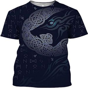 Noorse mythologie Fenrir wolf heren T-shirt, 3D printen leisure straat Harajuku stijl, Korte mouwen voor zomers comfort en koelte.