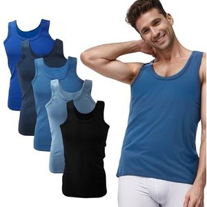 SGS 5-pack: Stijlvolle herenvesten & tanktops in wit & zwart of kleurrijk ideaal als muscle shirt of ondershirt