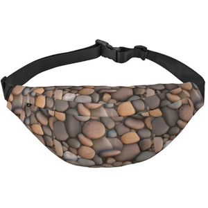 Pebbles in the Beach universele verstelbare riem voor dames en heren, voor wandelen, reizen, hardlopen, grote waterdichte crossbodytas, heuptas, Zwart, Eén maat