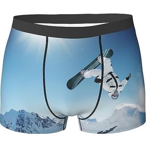 ZJYAGZX Snowboarden Print Heren Zachte Boxer Slips Shorts Viscose Trunk Pack Vochtafvoerend Heren Ondergoed, Zwart, M