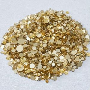 SS4-SS20 Mixformaat Helder Kristal Goud Plat Achter Strass Decoraties DIY Glitterstenen 3D Nail Art Accessoires-Jonquil-Mixformaat SS3-SS20