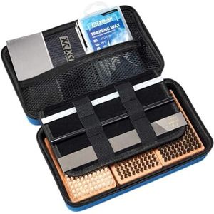XCMAN Ski Snowboard Waxen Tuning Complete Brush Kit - Nylon, Messing, Paardenhaar Borstel Metalen Schraper Wax Schraper en Ptex, Flate File, Blauwe Doos, Eén maat, Top