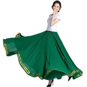 Chiffon Swing Rok 720/540 Graden Dames Chiffon Cirkel Swagger Rok Spaanse Flamenco Dans Kostuums Kleding Festival Wear, Zwartgroen, 80cm 720 Degree