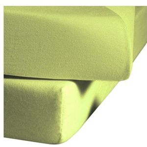fleuresse Jenny C klassiek jersey hoeslaken, 100% katoen, met praktisch elastiek rondom, kleur appelgroen, afmeting 100 x 200 cm, ook geschikt voor 90 x 190/200