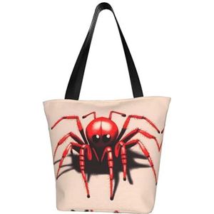 AkosOL Leuke kleine rode spin klassiek bedrukt ontwerp, lichtgewicht gewatteerde handtas met grote capaciteit, geschikt om te winkelen, fitness, modieus en gemakkelijk te matchen met het leven, Zwart,