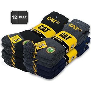 Caterpillar 12 Paar CAT REAL WORK SOCKS Dames Heren Werksokken Zakelijke Sokken Kousen Maatselectie 35-50 (39-42, Kleuren Mix1)