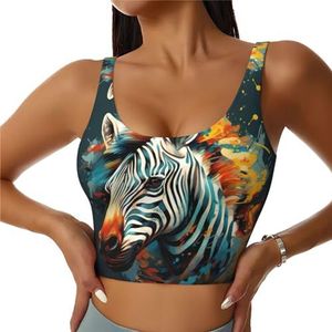 Abstracte Dier Zebra Print Casual Wear Vrouwen Sport Vest Yoga Vest Workout Vest Voor Vrouwen Lichtgewicht Trendy, Zwart, S