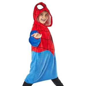 Marvel Spiderman Jongens Draagbare Deken Hoodie | Oversized rode en blauwe fleece loungewear met capuchon voor kinderen | Superheld Spider-Man Suit Kostuum Nachtkleding | kinderen Merchandise cadeau