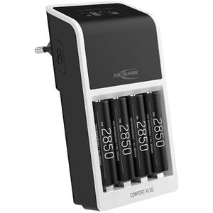 ANSMANN Comfort Plus batterijlader + 4× ANSMANN AA 2800mAh oplaadbare batterijen- compatibel voor 1-4 NiMH oplaadbare batterijen Micro AAA/Mignon AA of 1-2 AAA/AA en een 9V E-Block NiMH - snellader