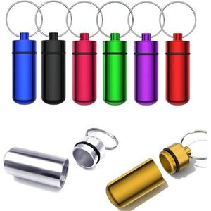 SKYPRO 8 stuks draagbare pillenkoker EHBO-pillencontainer mini pillencontainer waterdichte aluminium sleutelhanger pillendoosje sleutelhanger voor medicijnen, vitamines en supplementen (gemengd