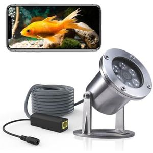 Barlus Onderwater Camera's 304 Roestvrij staal IP68 5MP 2592×1944 POE IP Camera 32Ft Kabel Koi Vijver Camera