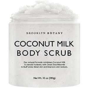 Bodyscrub, kokosmelk, 10 oz - Made with Dead Sea zout en essentiële oliën, anti-cellulitis, stretchmarks en varicose Veins - Brooklyn Botany
