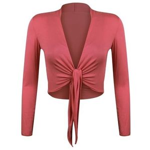 Gloop Bolero, met lange mouwen, elegant, geknoopt, steenrood, XL