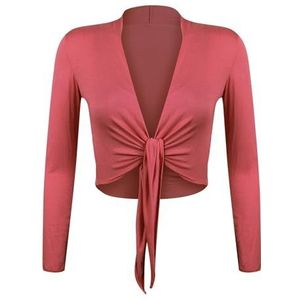 Gloop Bolero, met lange mouwen, elegant, geknoopt, steenrood, M