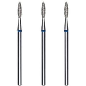 STALEKS PRO Set van 3 diamantfrezen voor nagelriem, 2,1 x 0,8 mm, afgeronde vlamvorm (medium korrel)