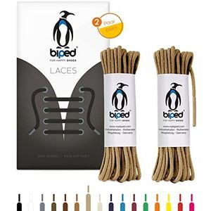 biped LACES 2 paar ronde katoenen schoenveters ø 2 mm dun - scheurvaste kwaliteitsschoenveters voor leren schoenen, laarzen, laarzen en vrijetijdsschoenen - made in EU z2900(beige,45 cm)