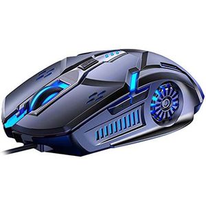 Bedrade Muis Zes-knop Multi-color Lichtgevende Gaming Mechanische Muis Grijs