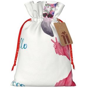 Hallo Bril Flamingo Premium Jute Trekkoord Gift Bags - Stof Geschenkzakken Perfect Voor Kerstmis