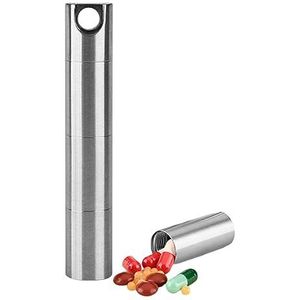 Youding Pillendoos - Metalen pillencontainer, roestvrijstalen doos voor outdoor reizen pillen opslag, draagbare en waterdichte organizer