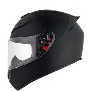 Full Face Motorhelm met Dubbele Achtervleugels DOT Gecertificeerd - Lichtgewicht en Duurzame Volwassen Motorfiets Straat Fietshelm (Gele lijnen, M)(Semi-black,Large)