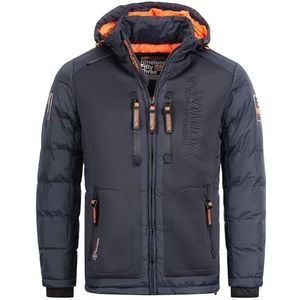 Geographical Norway IMS Production Gewatteerde winterjas voor heren met capuchon, gevoerde warme anorak, S-7XL, outdoor ski, snowboard, jas met capuchon voor de winter/herfst, dark blue, M