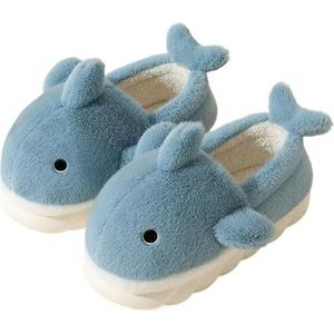 Dierenpantoffels Pluche huispantoffels for mannen en vrouwen Cartoon Haai Dier Zacht(Sky blue,38-39)