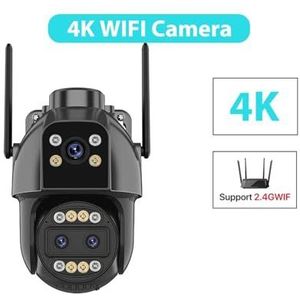 Bewakingscamera, 4K HD 4G IP Camera Buiten 10X Zoom Drie Lens Dual Screen Sim-kaart PTZ Camera AI Tracking CCTV Video Surveillance Camera(4K WIFI Camera)
