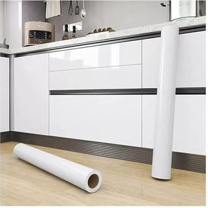 VDLLQYN, Glanzend grijs contactpapier for kasten. Zelfklevende keukenachterwand. Glanzend wit behang. Aanrecht ，Zelfklevend behang(Wit)