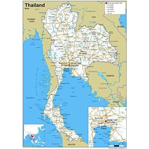 Thailand wegenkaart - papier gelamineerd [GA]